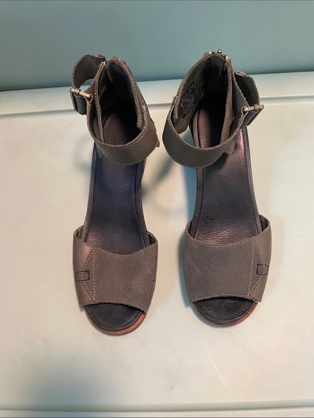 Sorel Wedge Ankle-Strap Sandals in Olive Green